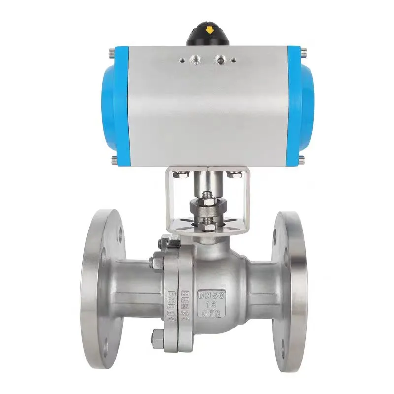 Pneumatic stainless dade flange ball valve .